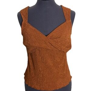 Anthropologie Metallic Twist Front Tank Top Sunday in Brooklyn Womens XS Copper